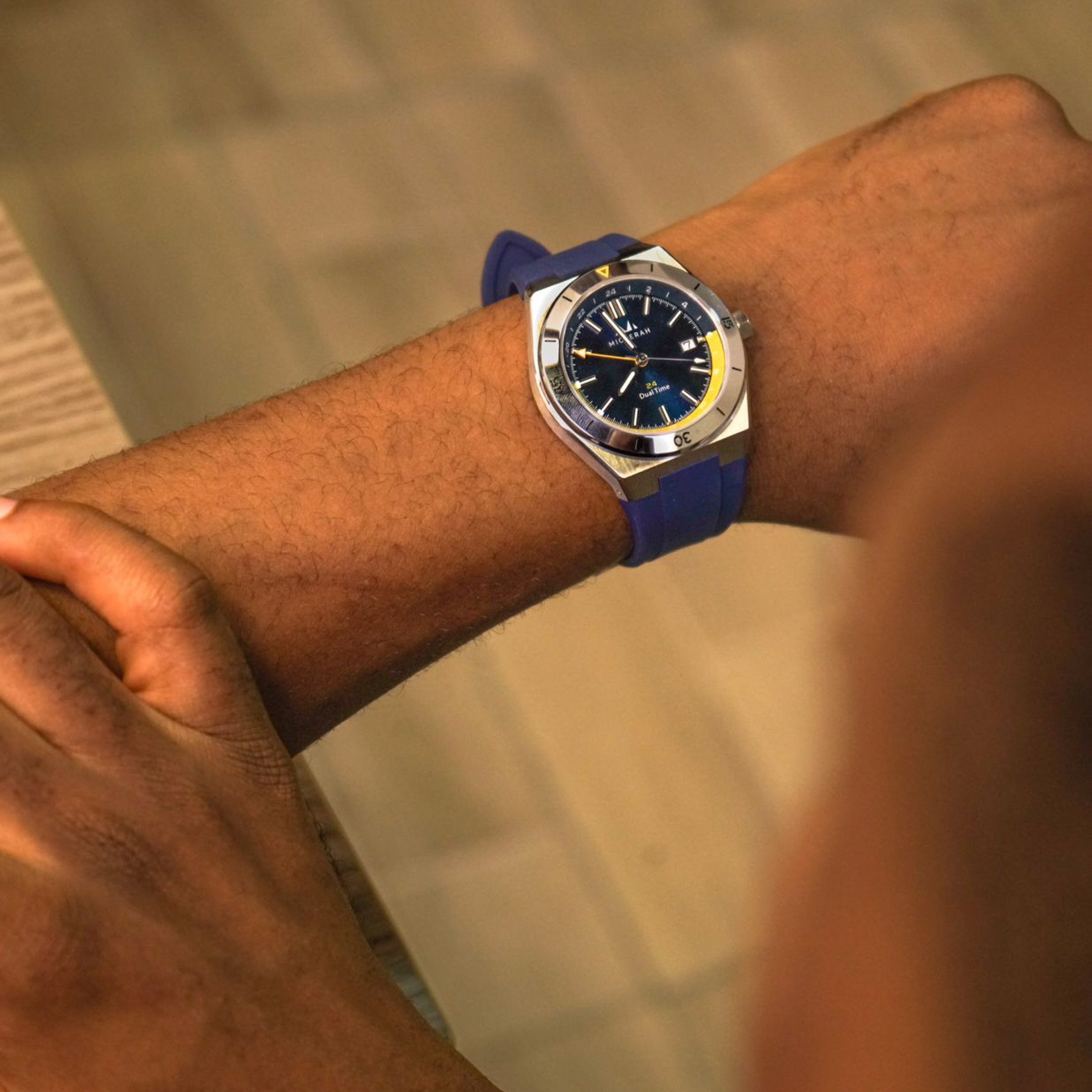 GMT 24 Dual Time - Blue with Rubber strap