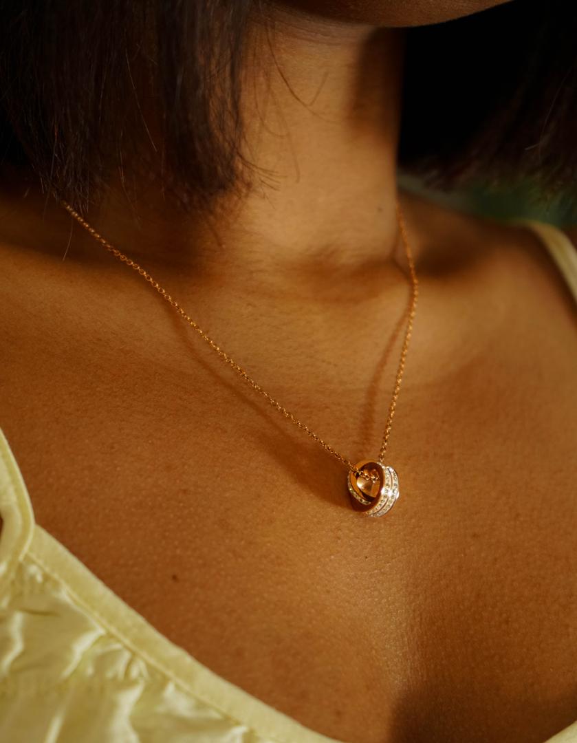 Double Ring  Rose-gold Necklace