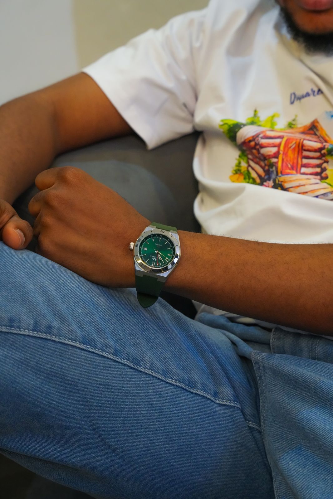 GMT 24 Dual Time - Green with Rubber strap