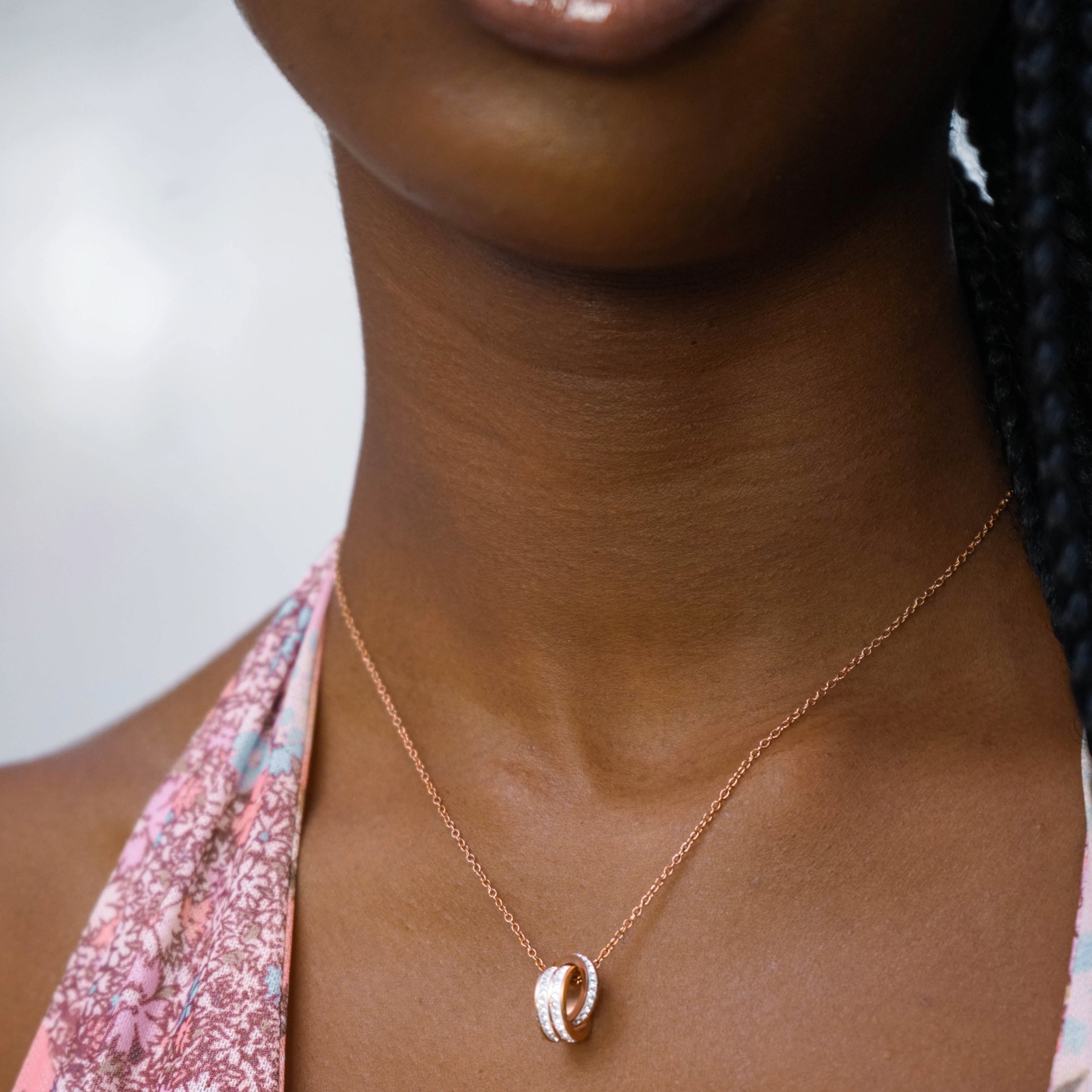 Double Ring Rose-gold Necklace