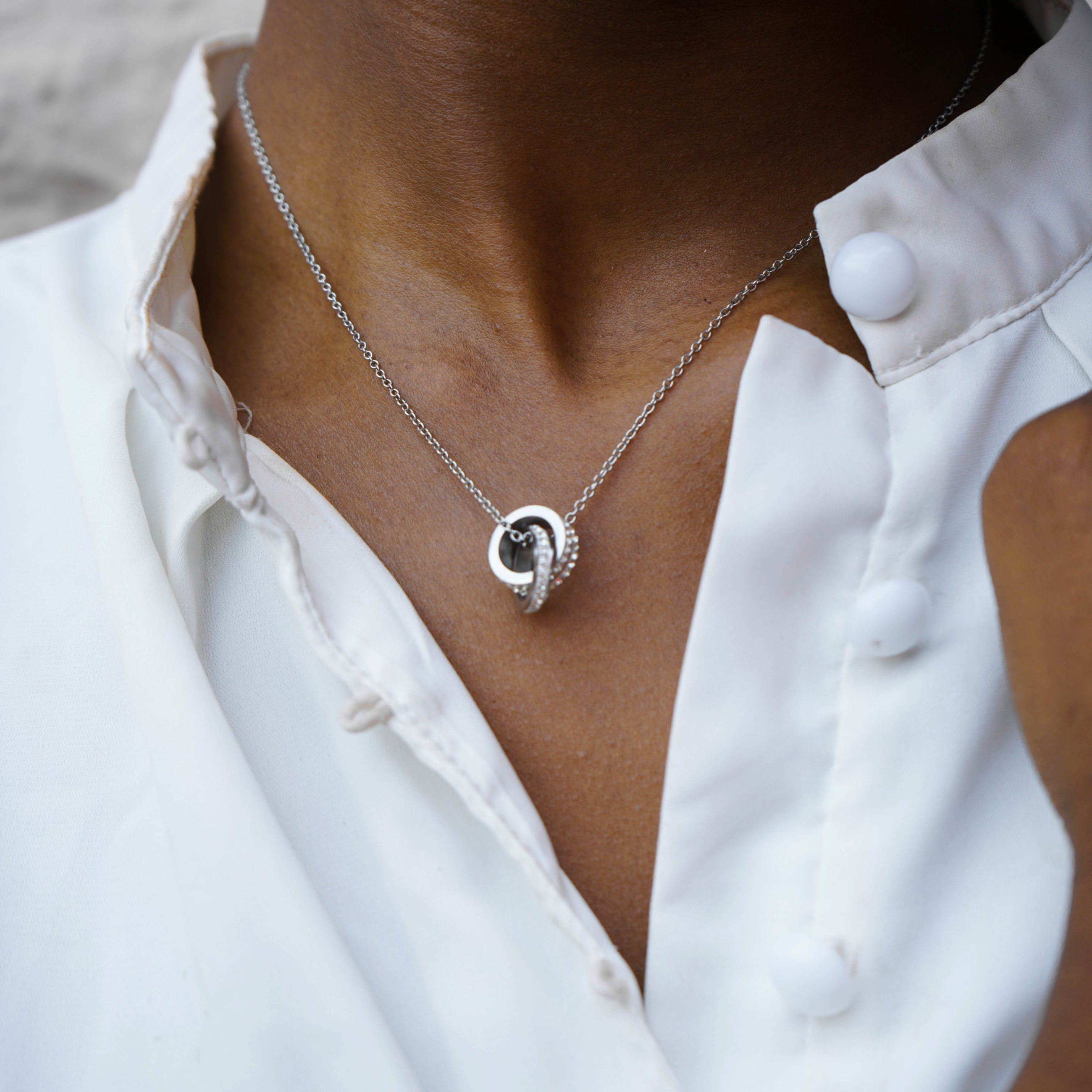 Double Ring Necklace X Royal Cuff—Silver