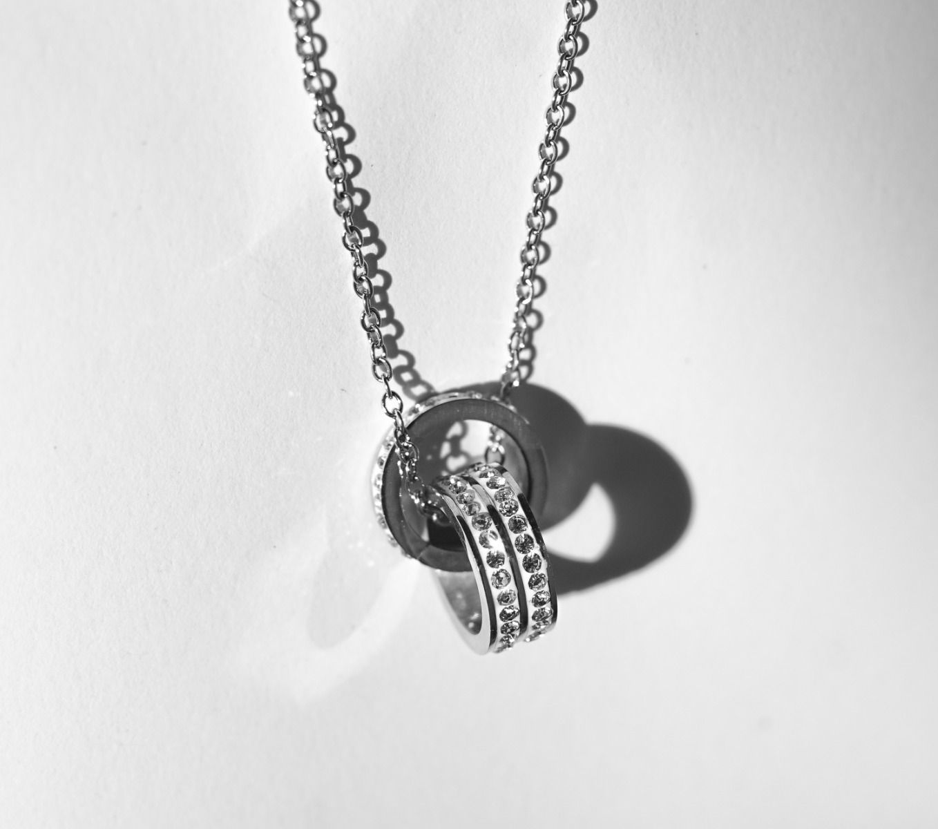 Double Ring Silver Necklace