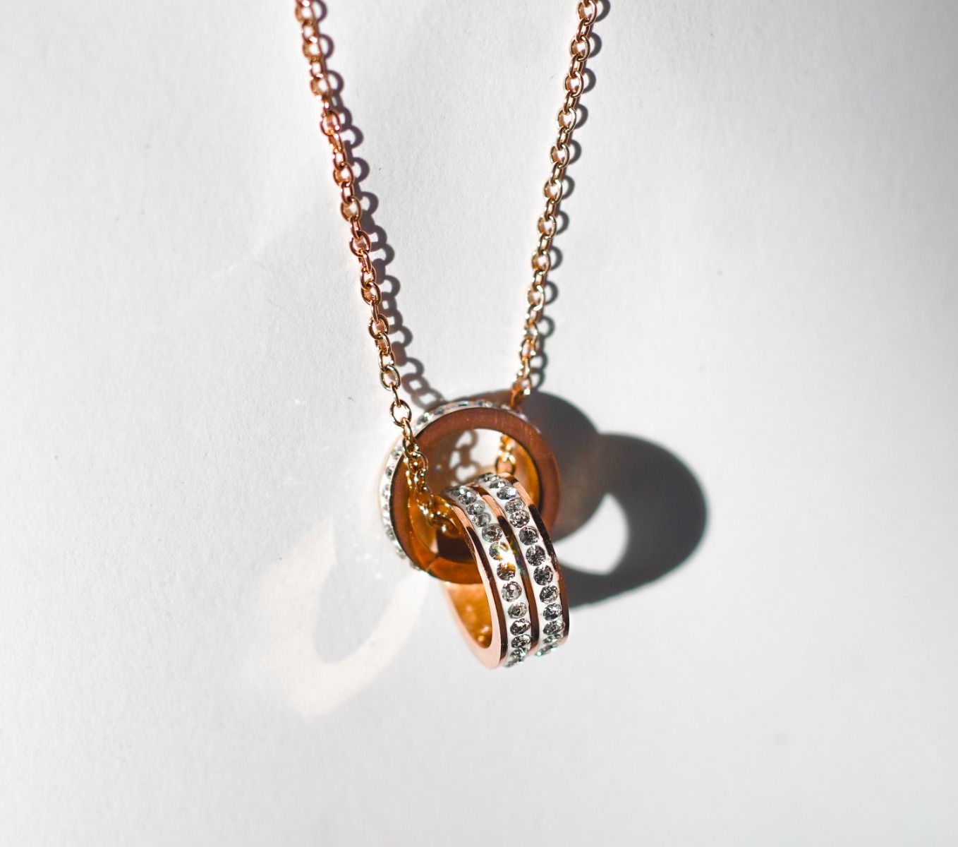 Double Ring  Rose-gold Necklace