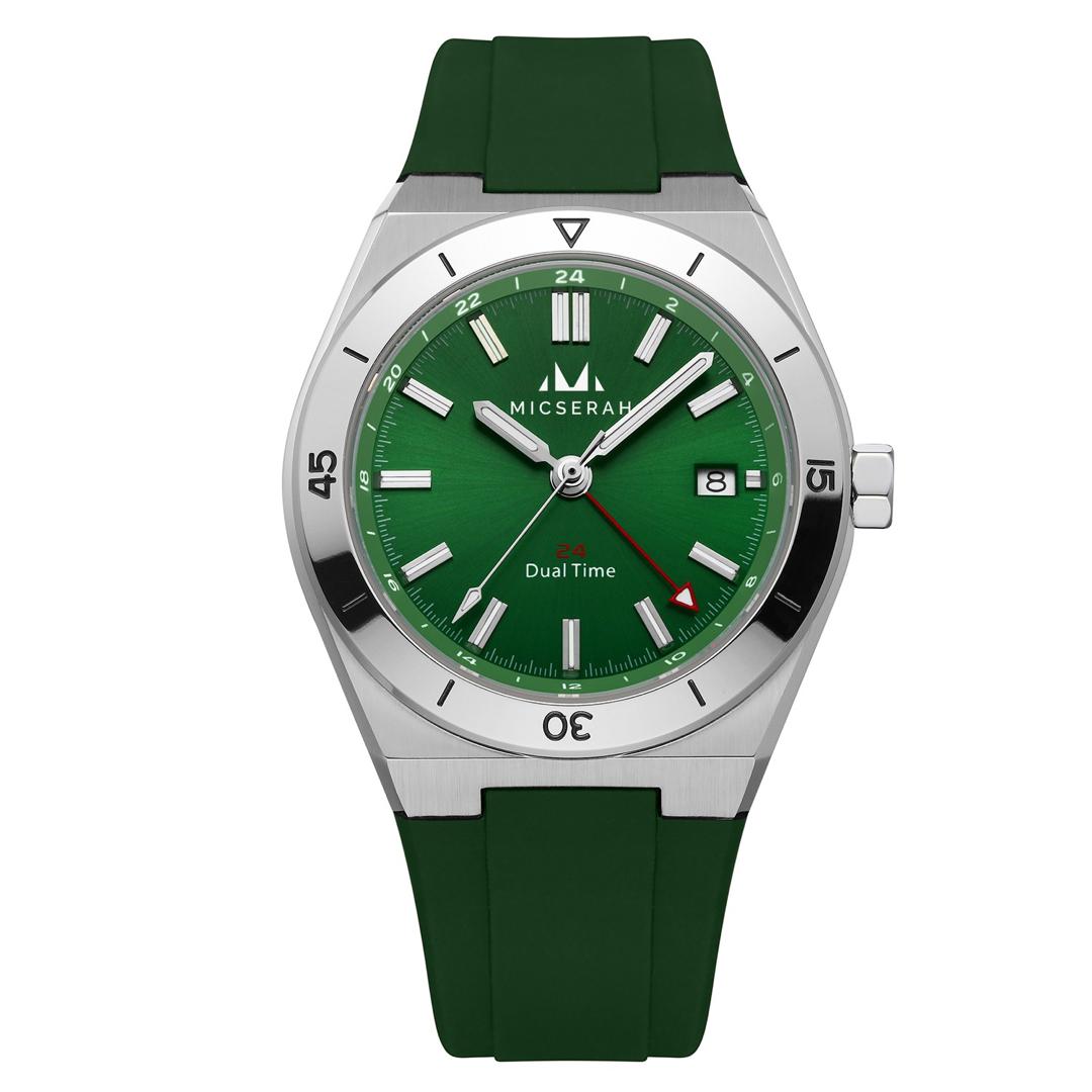 GMT 24 Dual Time - Green with Rubber strap