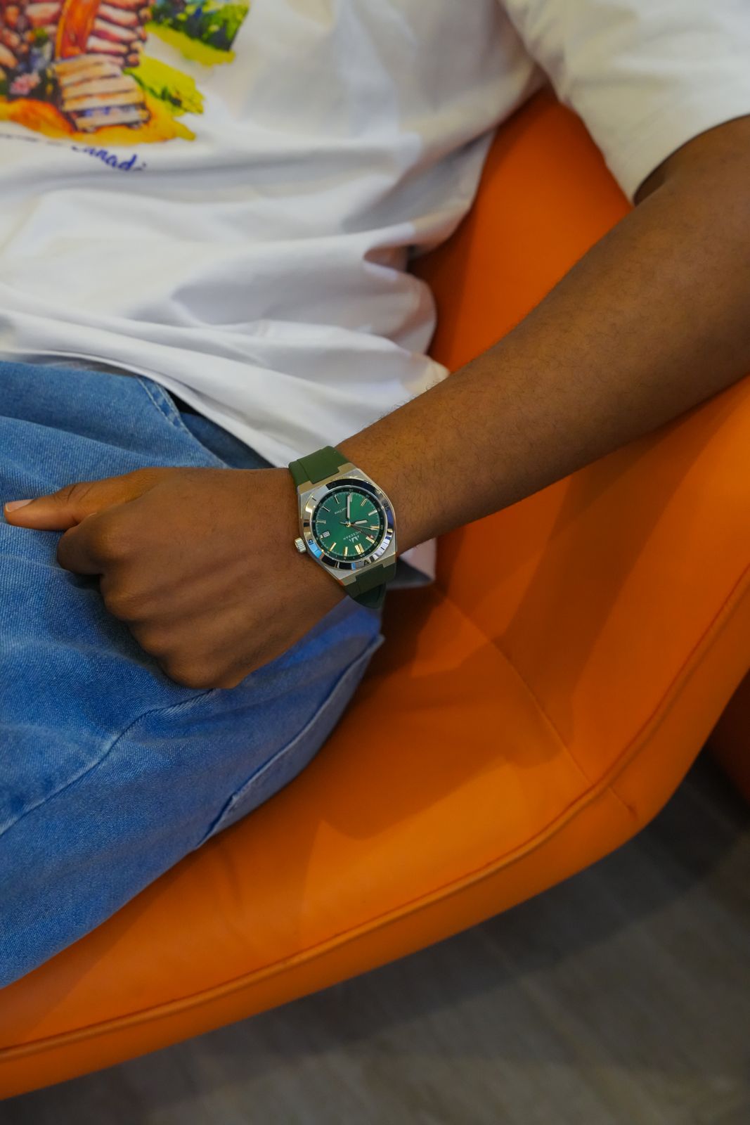 GMT 24 Dual Time - Green with Rubber strap