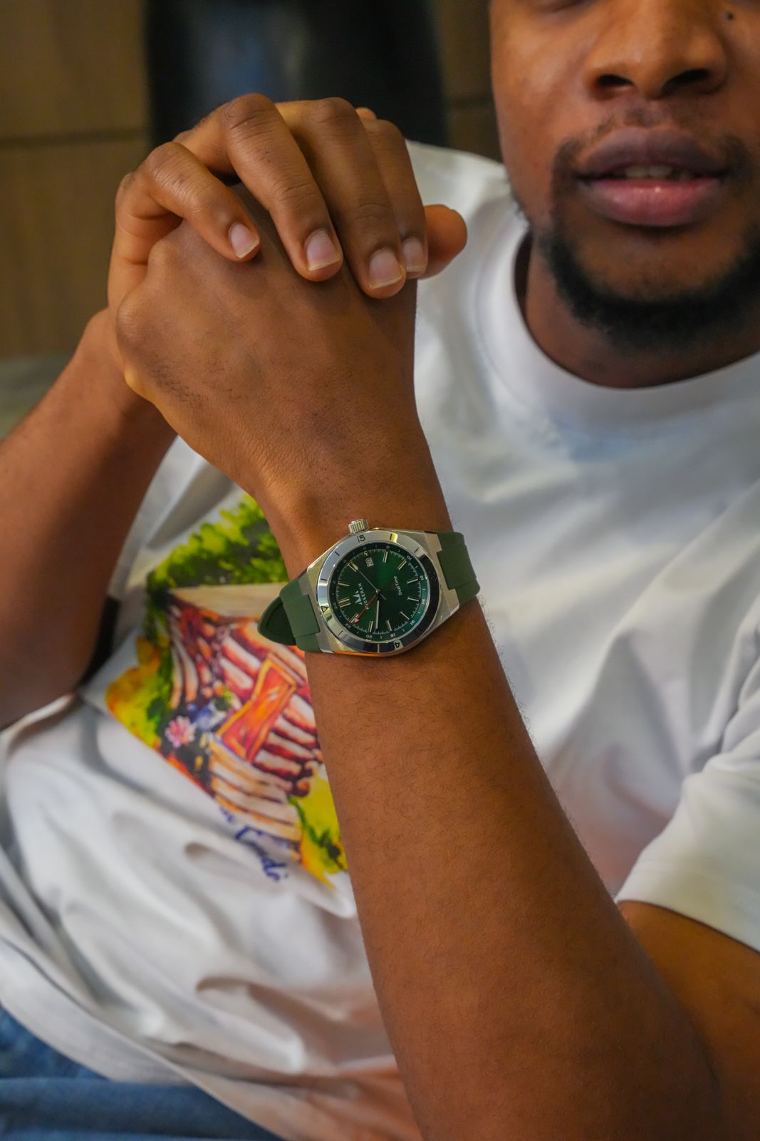 GMT 24 Dual Time - Green with Rubber strap